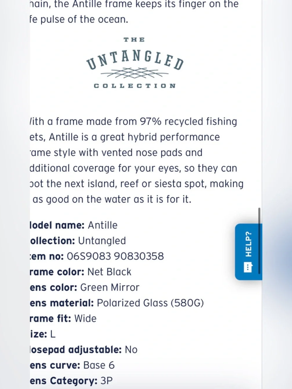 Costa Antille Sunglasses 580 Lenses & Loop Retainer
